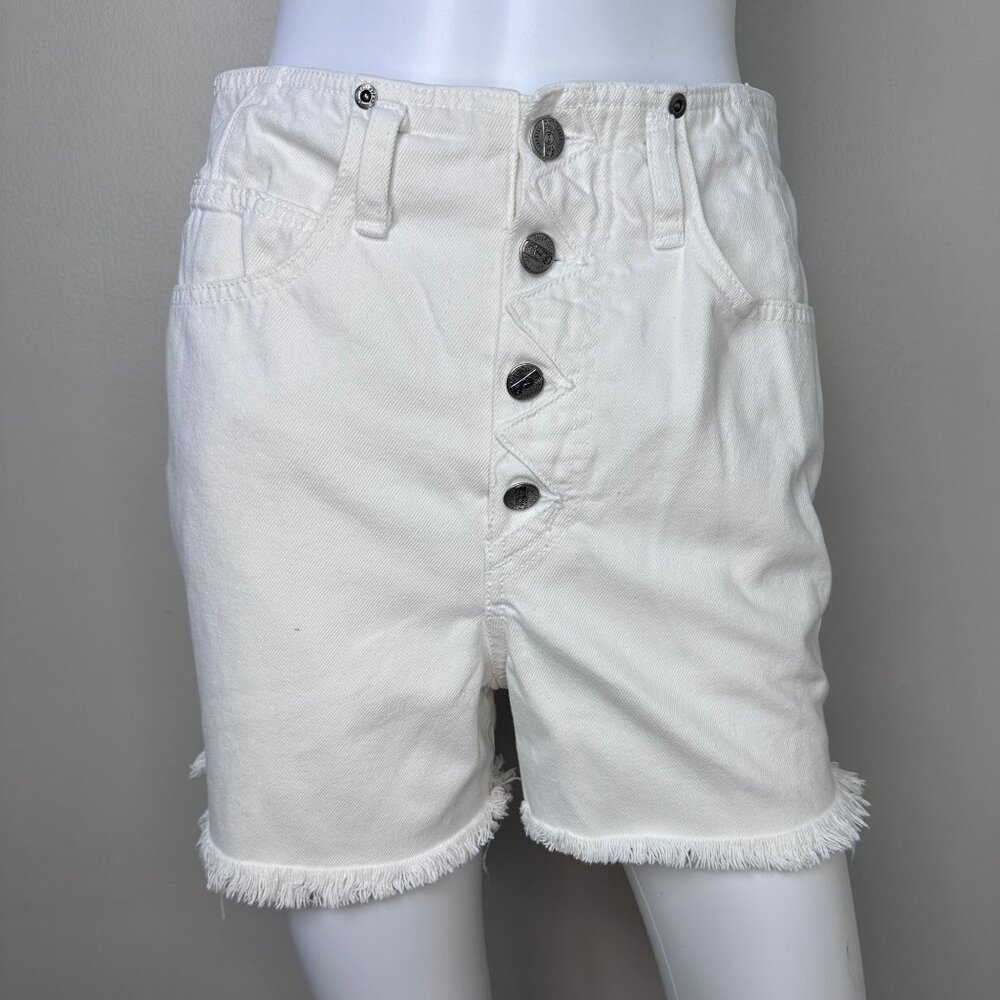 Vintage 1990s White Denim Shorts, Z Cavaricci Size 4/Small, Button Fly, Cut Offs